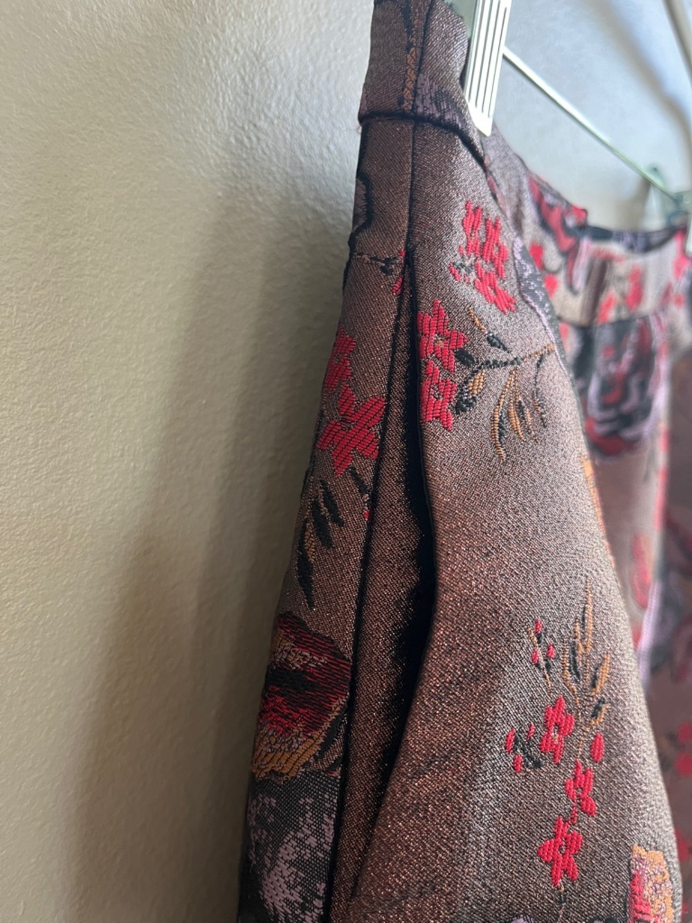Cath Kidston Jacquard Rose Print A line Skirt in red purple brown size 8 - Picture 10 of 14